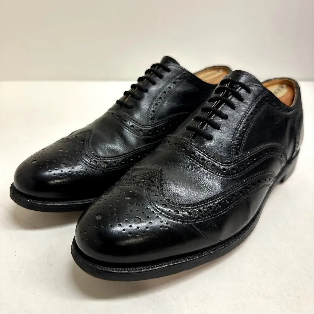 VGUC Rancourt & Co x Polo Ralph Lauren Black Oxford Wingtip Benchmade USA 7.5
